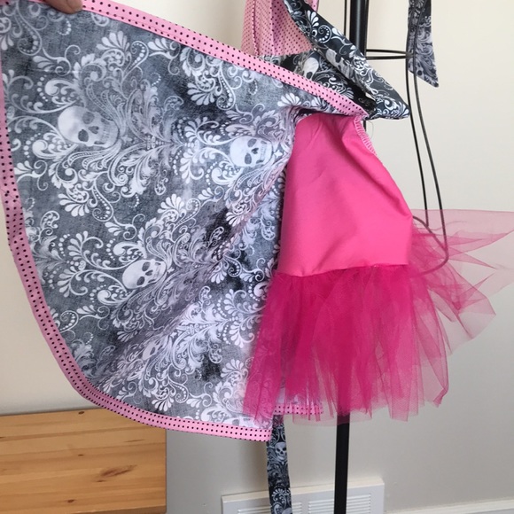 Pink and black skulls Apron. Rockabilly, Burlesque, 50s pin-up, goth - Picture 8 of 11